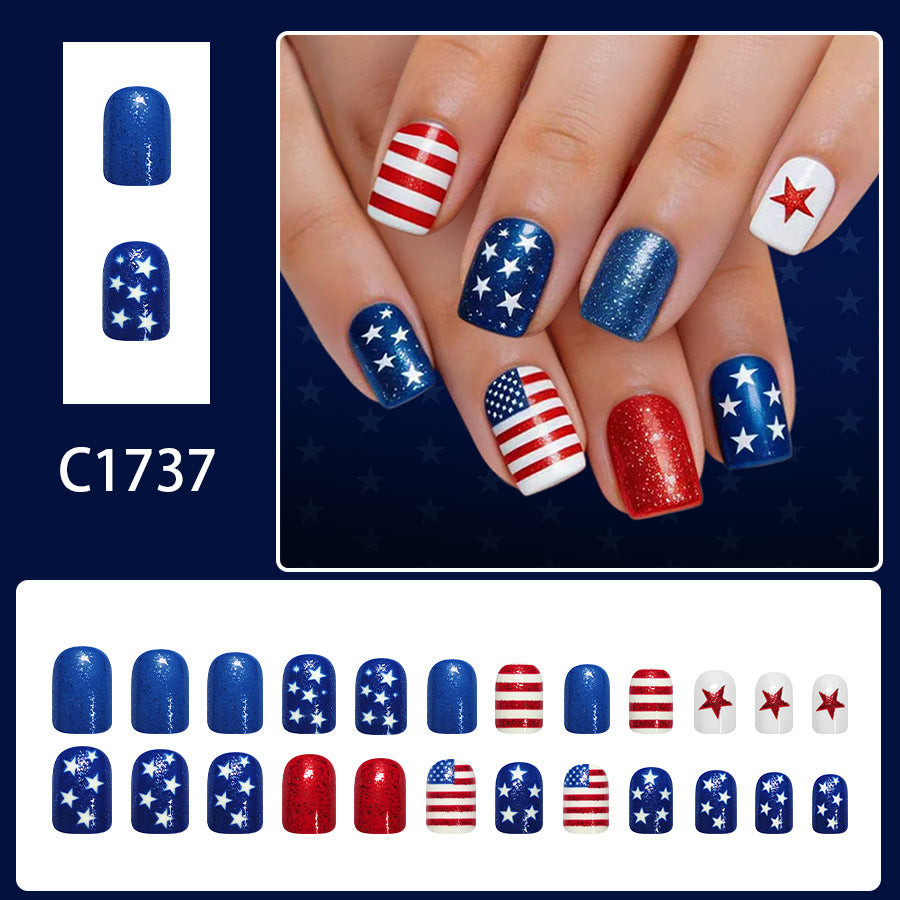 No.JNU35 Striped Glitter Fingernails Patch 24pcs/Set
