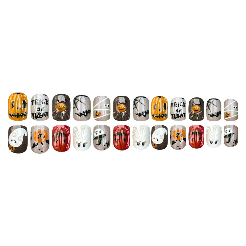 No.AW214 Halloween Ghost Pumpkin Fingernails Patch 24pcs/Set