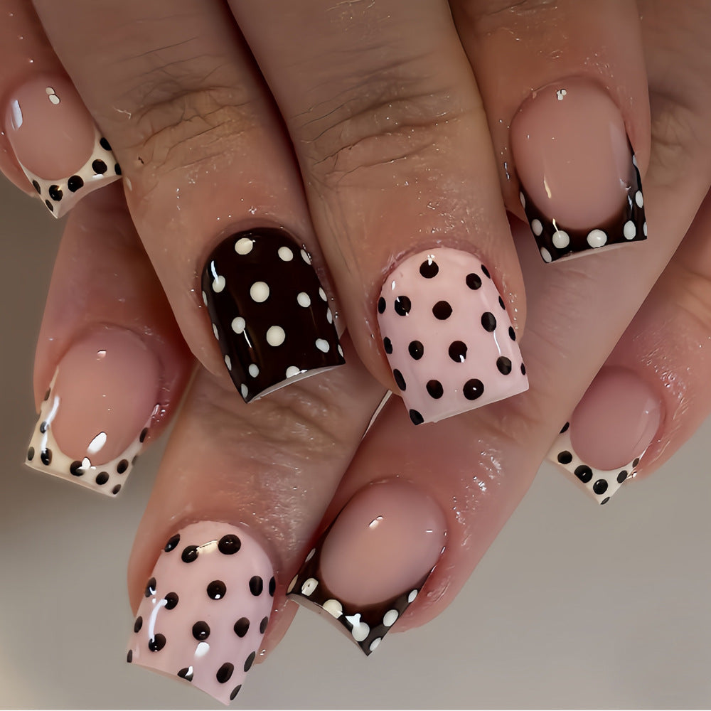 No.F782 White Dots Fingernails Patch 24pcs/Set