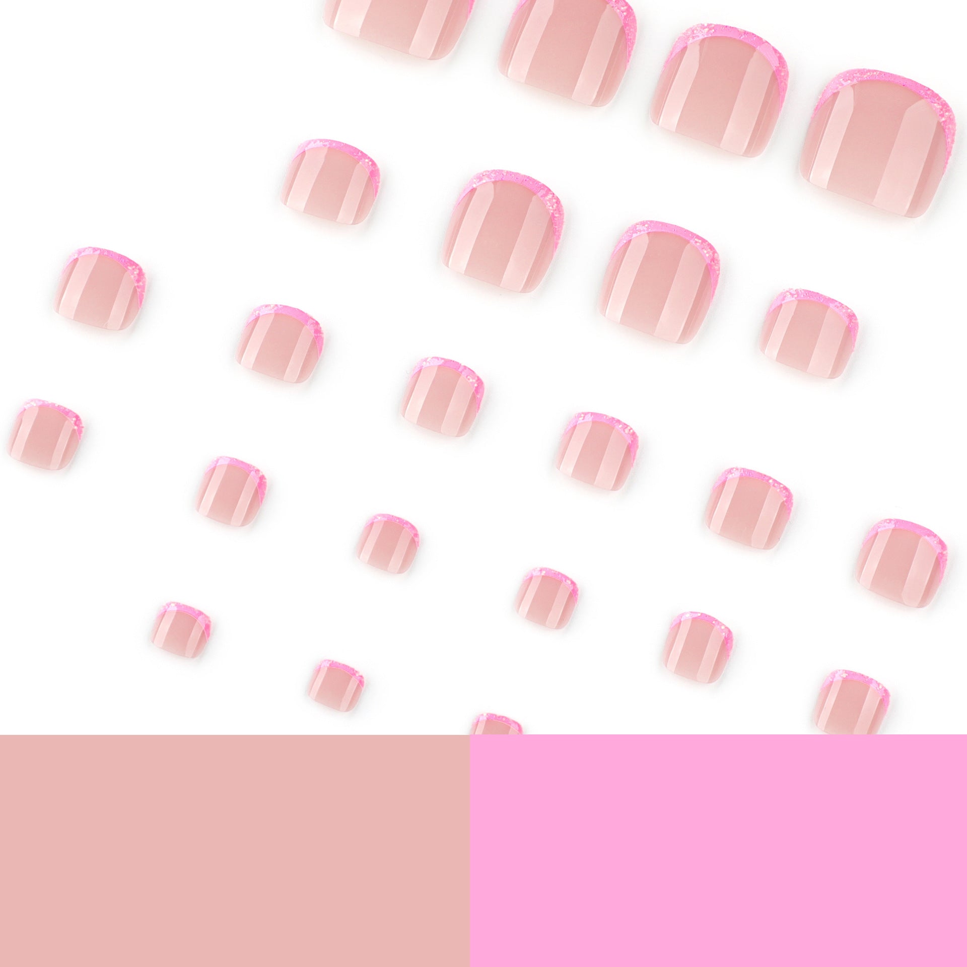 No.658 Pink Glitter Toenails Patch 24pcs/Set