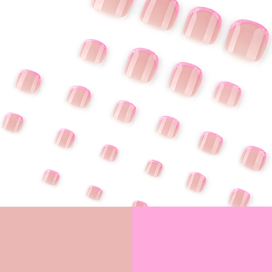 No.658 Pink Glitter Toenails Patch 24pcs/Set