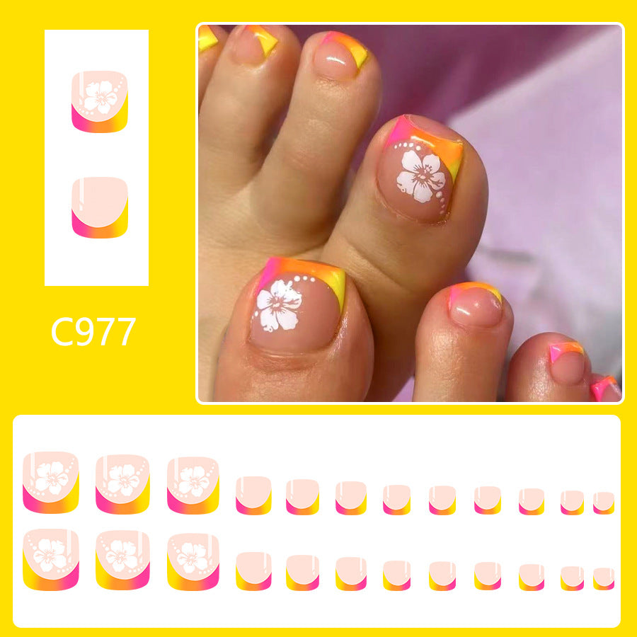 No.632 Colorful Flowers Toenails Patch 24pcs/Set