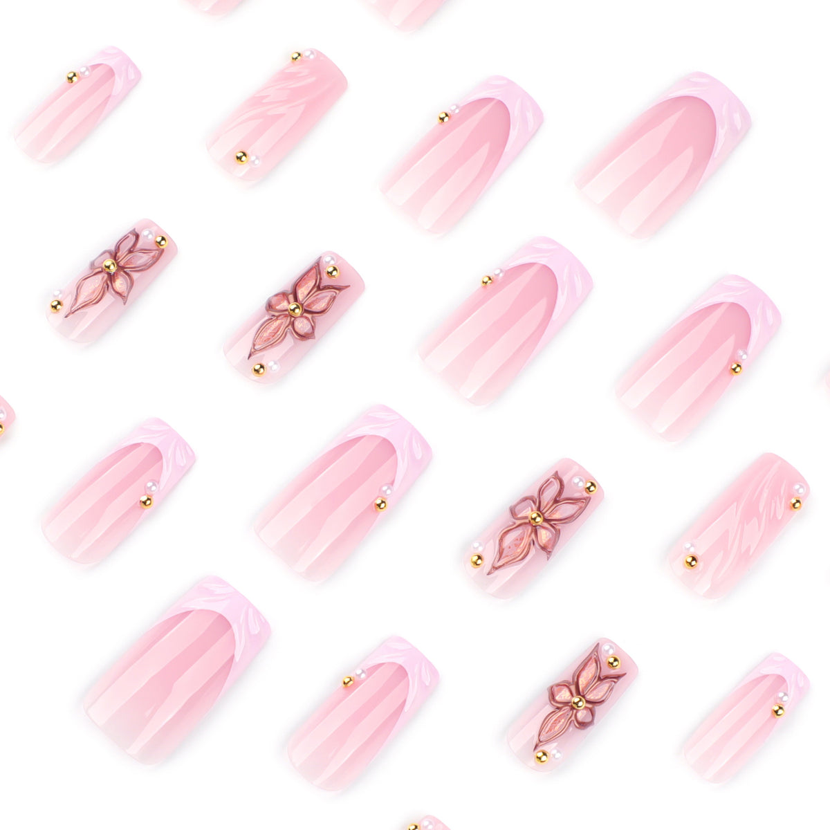 No.F620 Flower Fingernails Patch 24pcs/Set