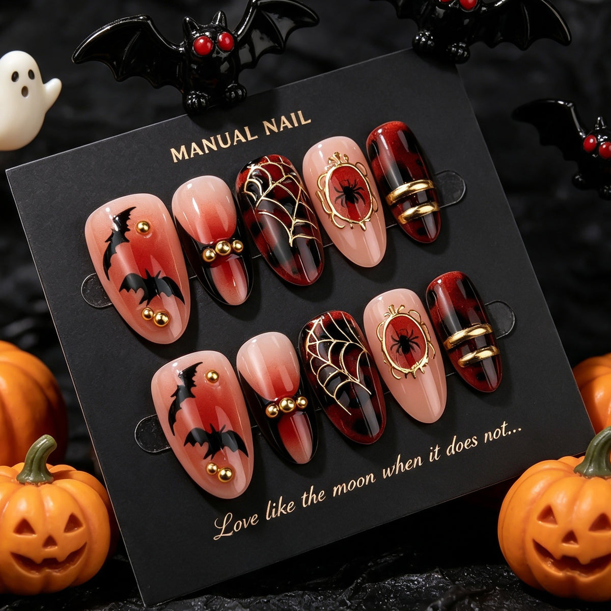 No.AW194 Halloween Leopard Spider Fingernails Patch 24pcs/Set