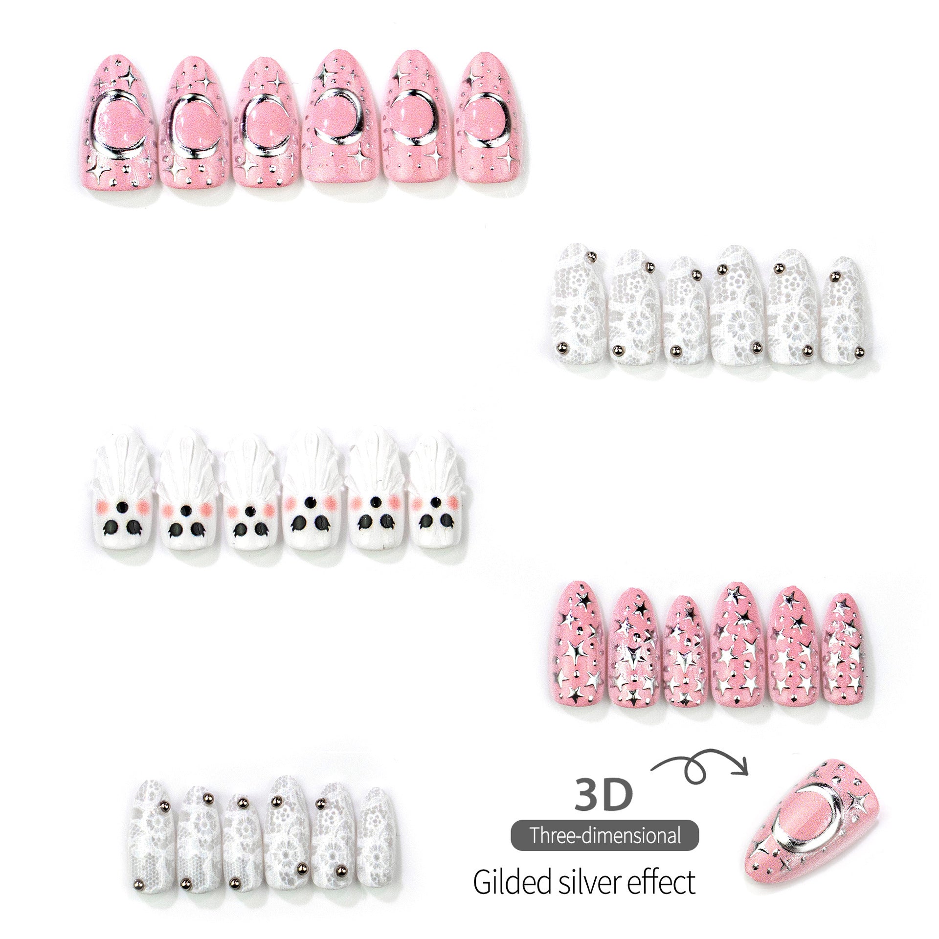 No.AW189 Halloween Ghost Fingernails Patch 24pcs/Set