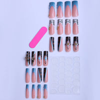 No.F532 Blue Flowers Fingernails Patch 24pcs/Set