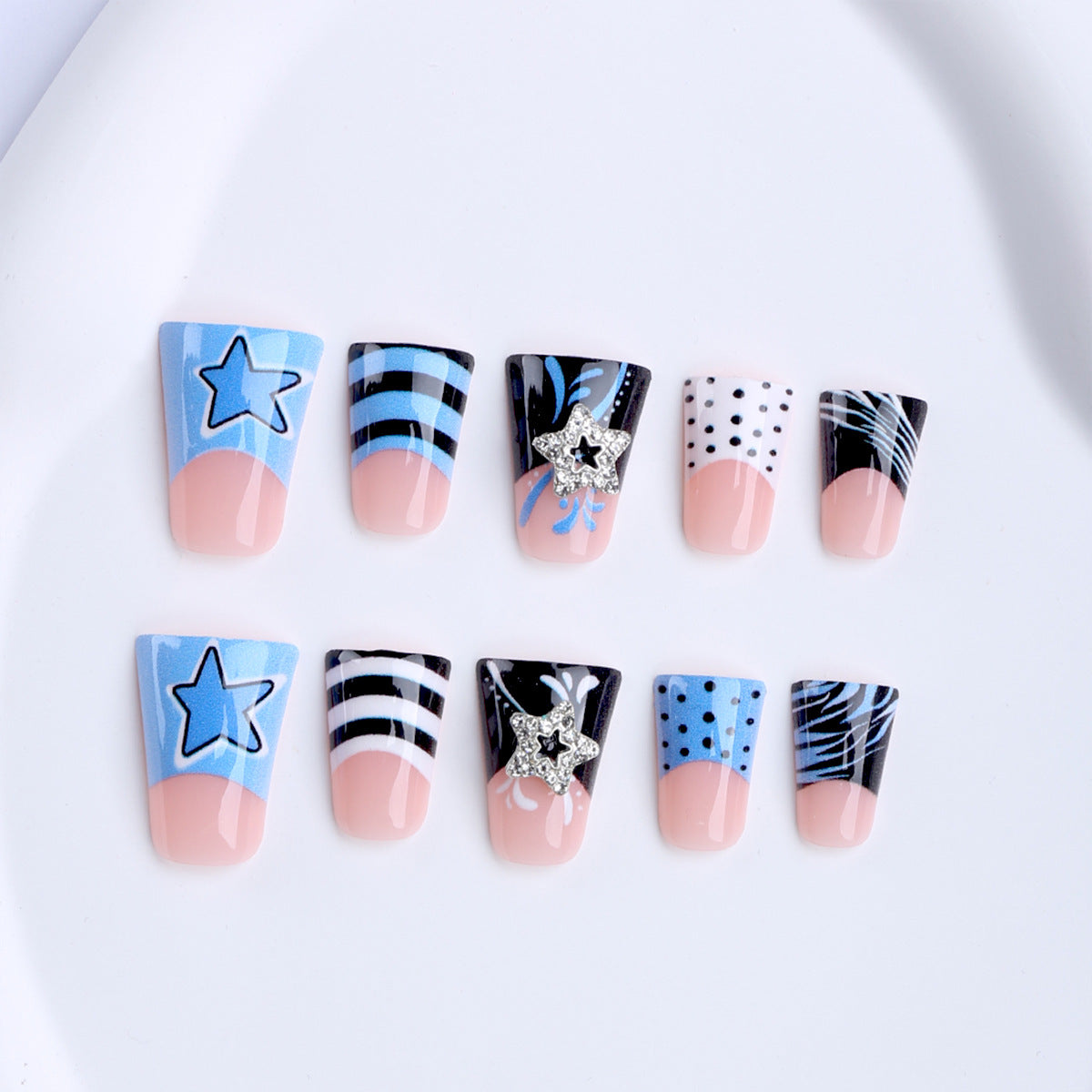 No.F651 Star stripes Fingernails Patch 24pcs/Set