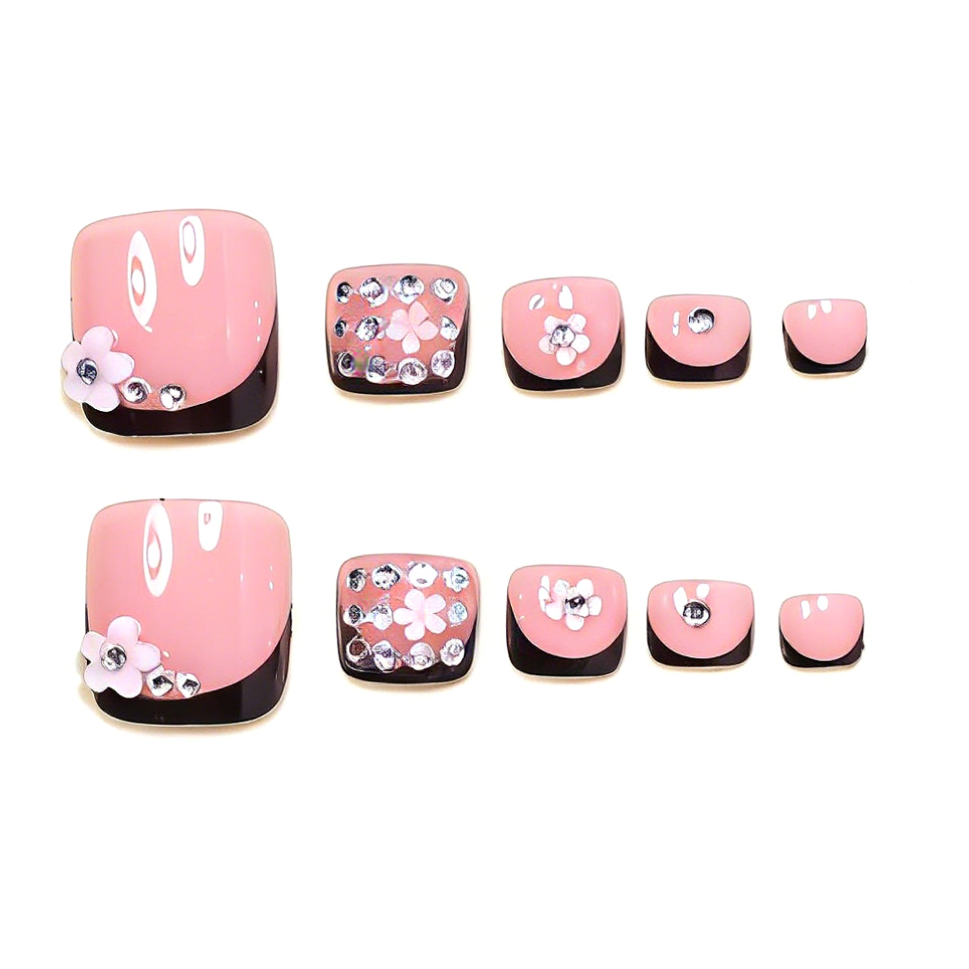 No.752 Black Flower Toenails Patch 24pcs/Set