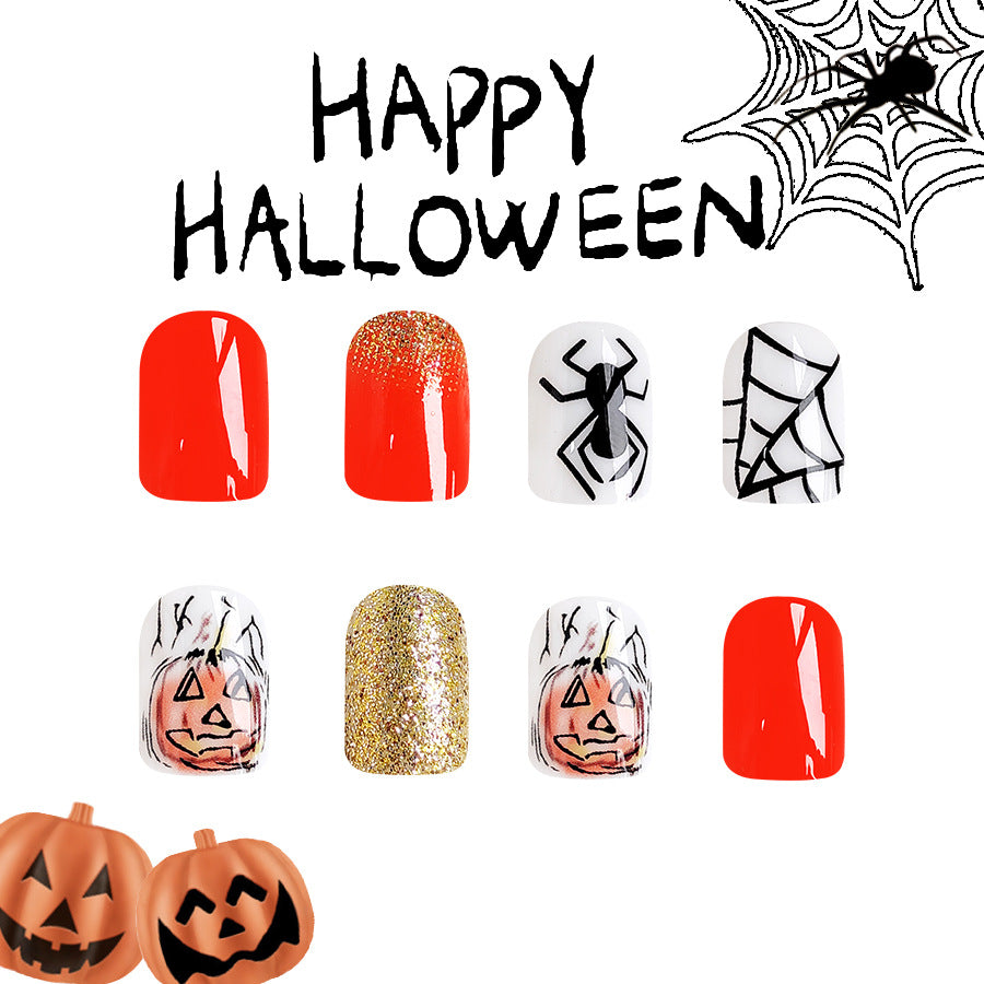 No.AW22 Halloween Pumpkin Orange Fingernails Patch 24pcs/Set