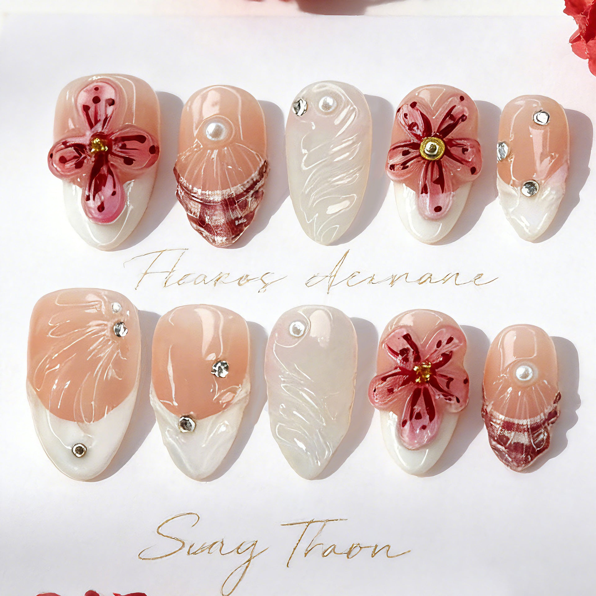 No.BH36 Flower Fingernails Patch 30pcs/Set