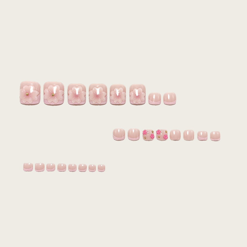 No.755 Pink Flowers Toenails Patch 24pcs/Set
