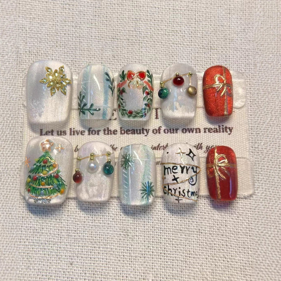 No.CM110 Christmas Snowflake Fingernails Patch 24pcs/Set