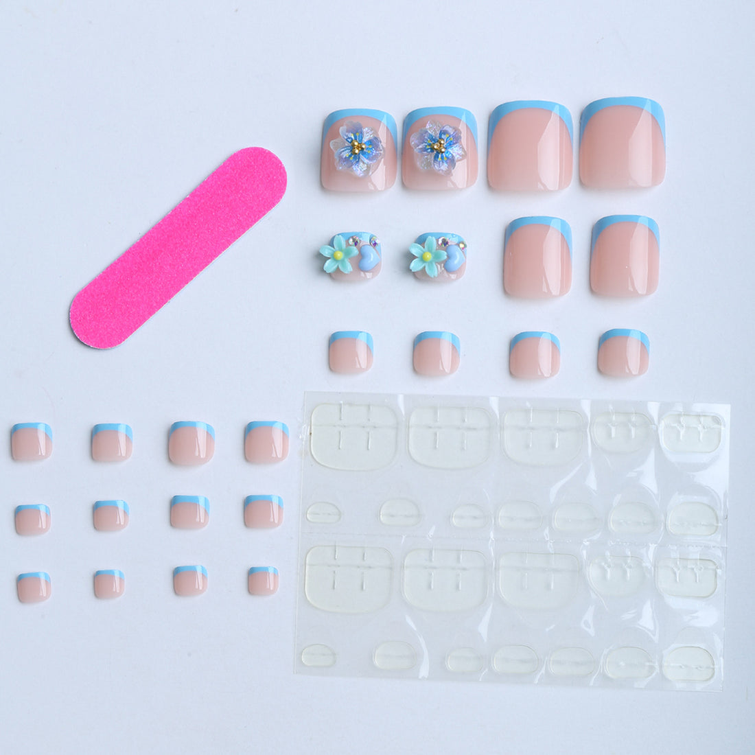 No.614 Blue Flower Toenails Patch 24pcs/Set