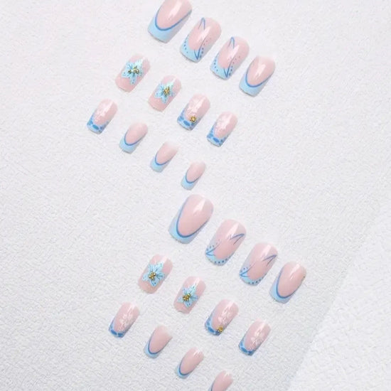 No.PSN163 Blue Flower Hand & Toe Pair Set-48pcs