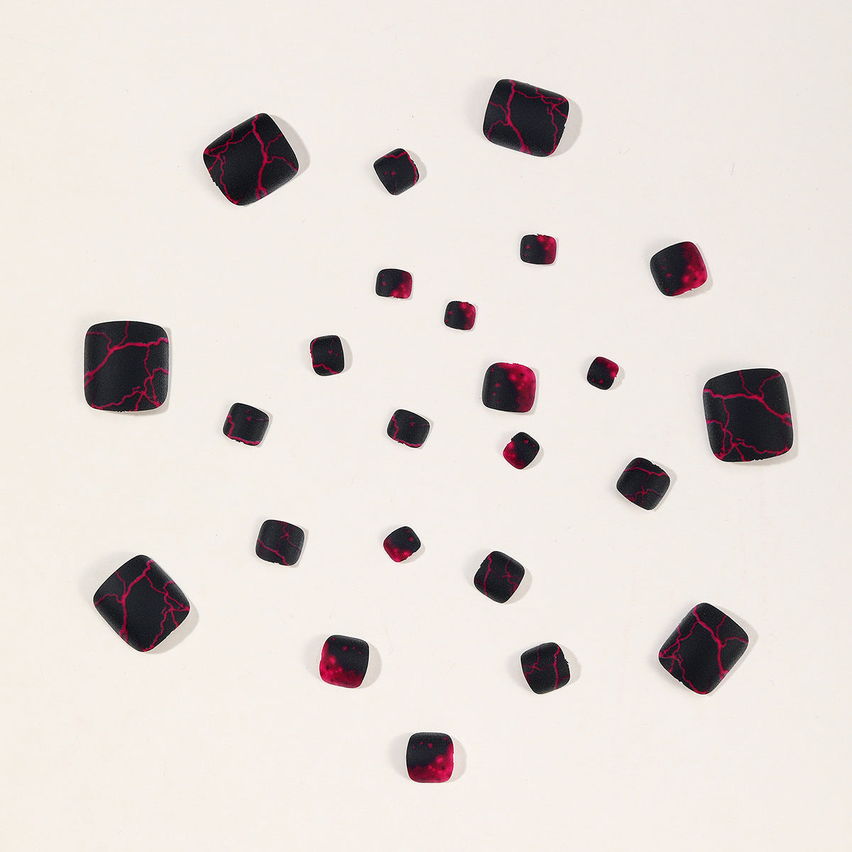 No.729 Black Rose Red Toenails Patch 24pcs/Set