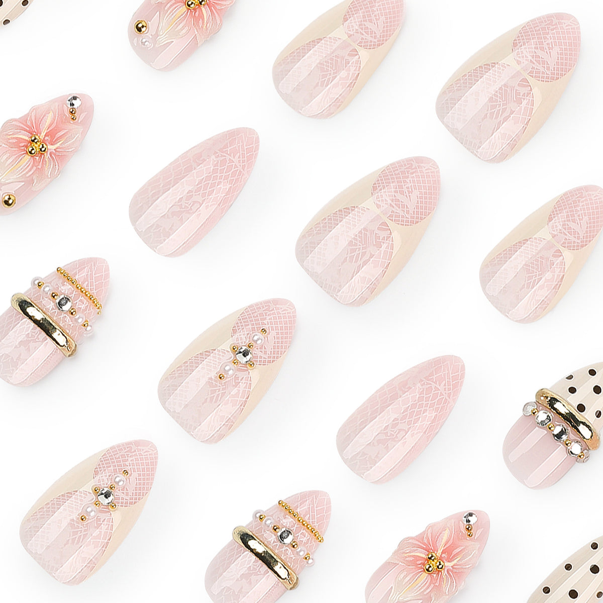 No.F805 Fashion Pink Fingernails Patch 24pcs/Set