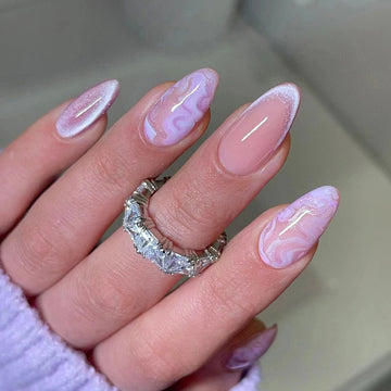 No.F375 Purple Cat's Eye Fingernails Patch 24pcs/Set
