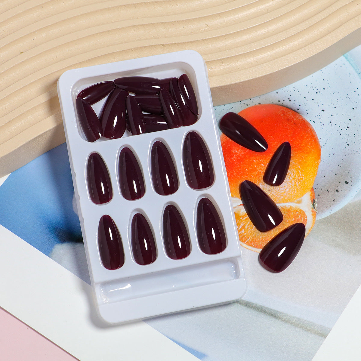 No.F794 Claret Fingernails Patch 24pcs/Set