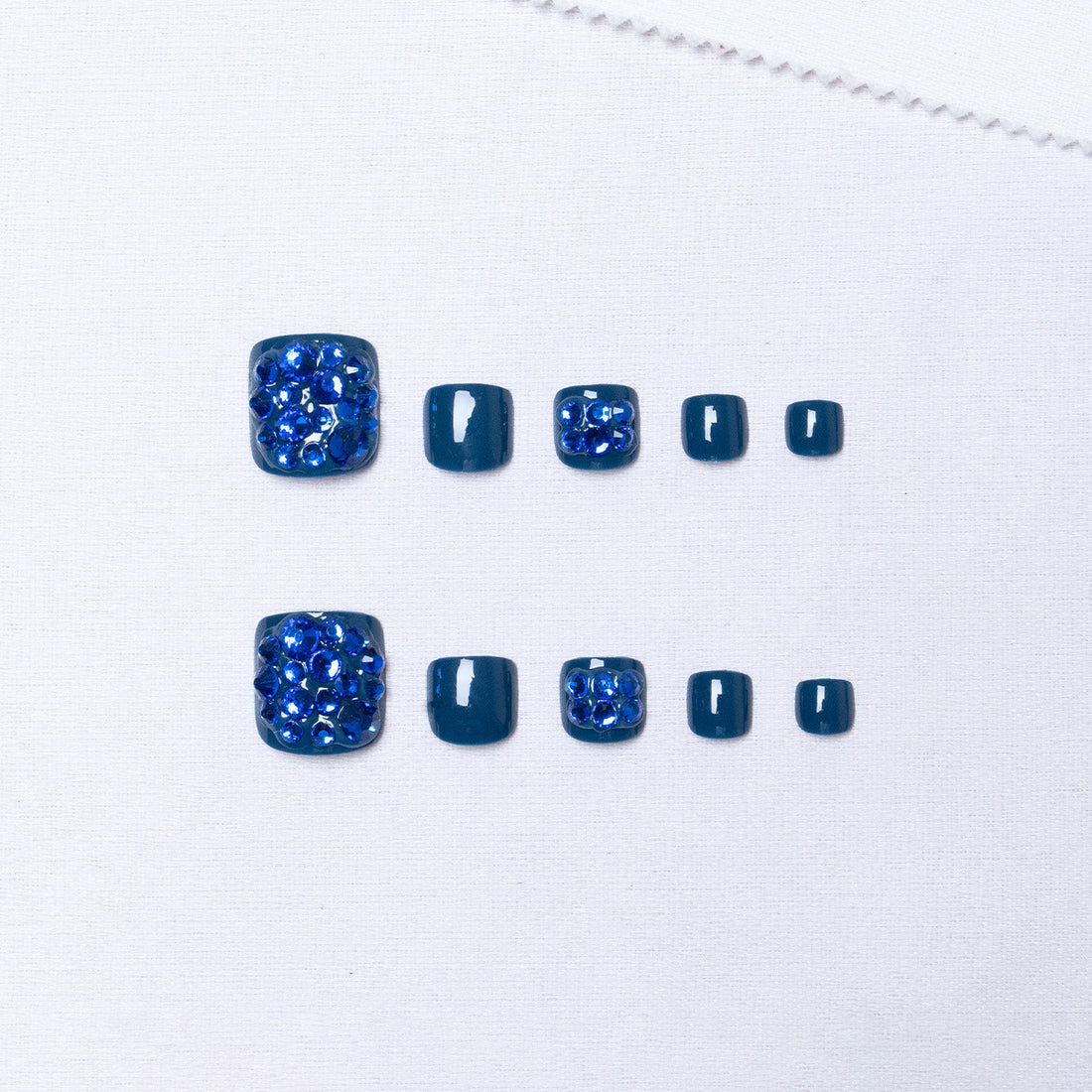 No.115 Blue Rhinestone-studded Fake Toenail 24pcs/Set