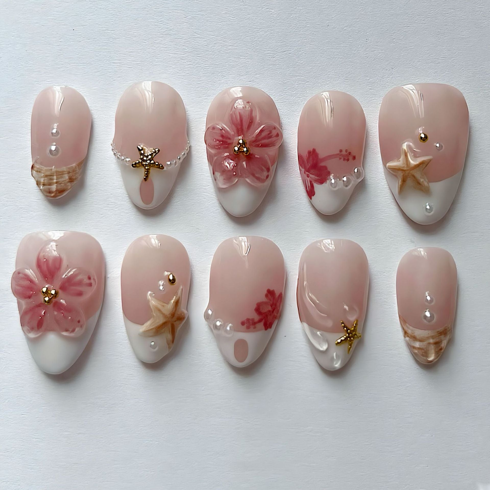No.BH71 Flower Starfish Fingernails Patch 30pcs/Set