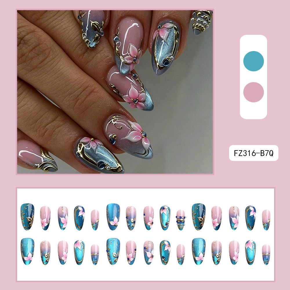 No.F719 Flower Fingernails Patch 24pcs/Set