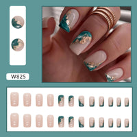 No.F34 Retro Green Fingernails Patch 24pcs/Set