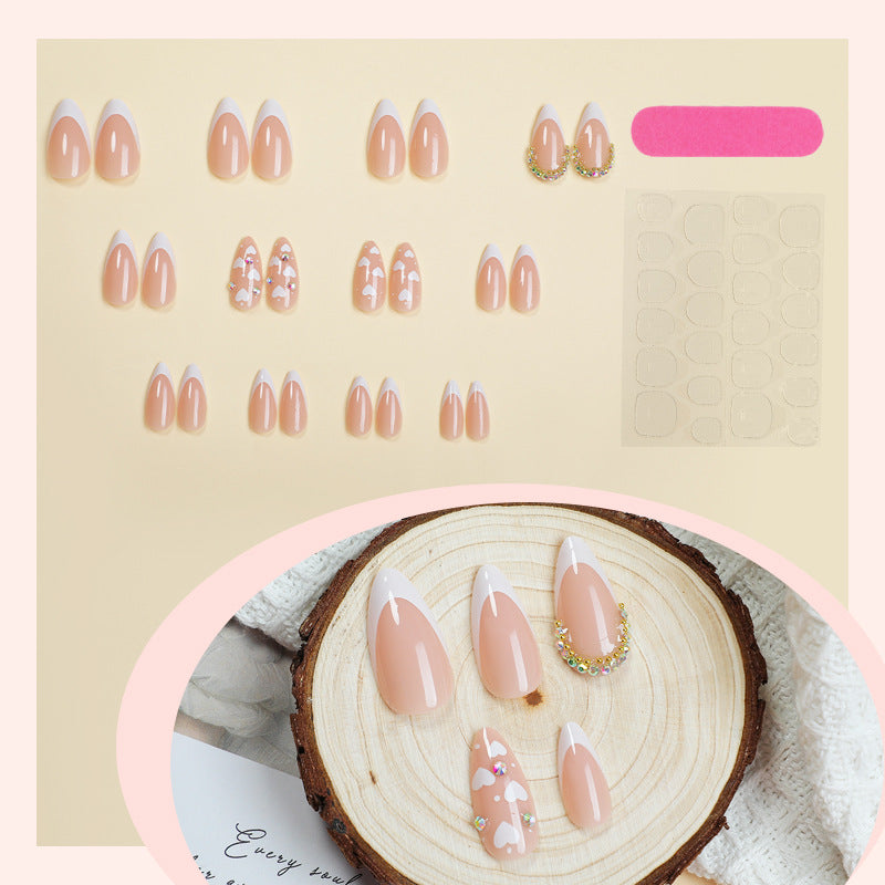 No.VN22 Almond Heart Fingernails Patch 24pcs/Set