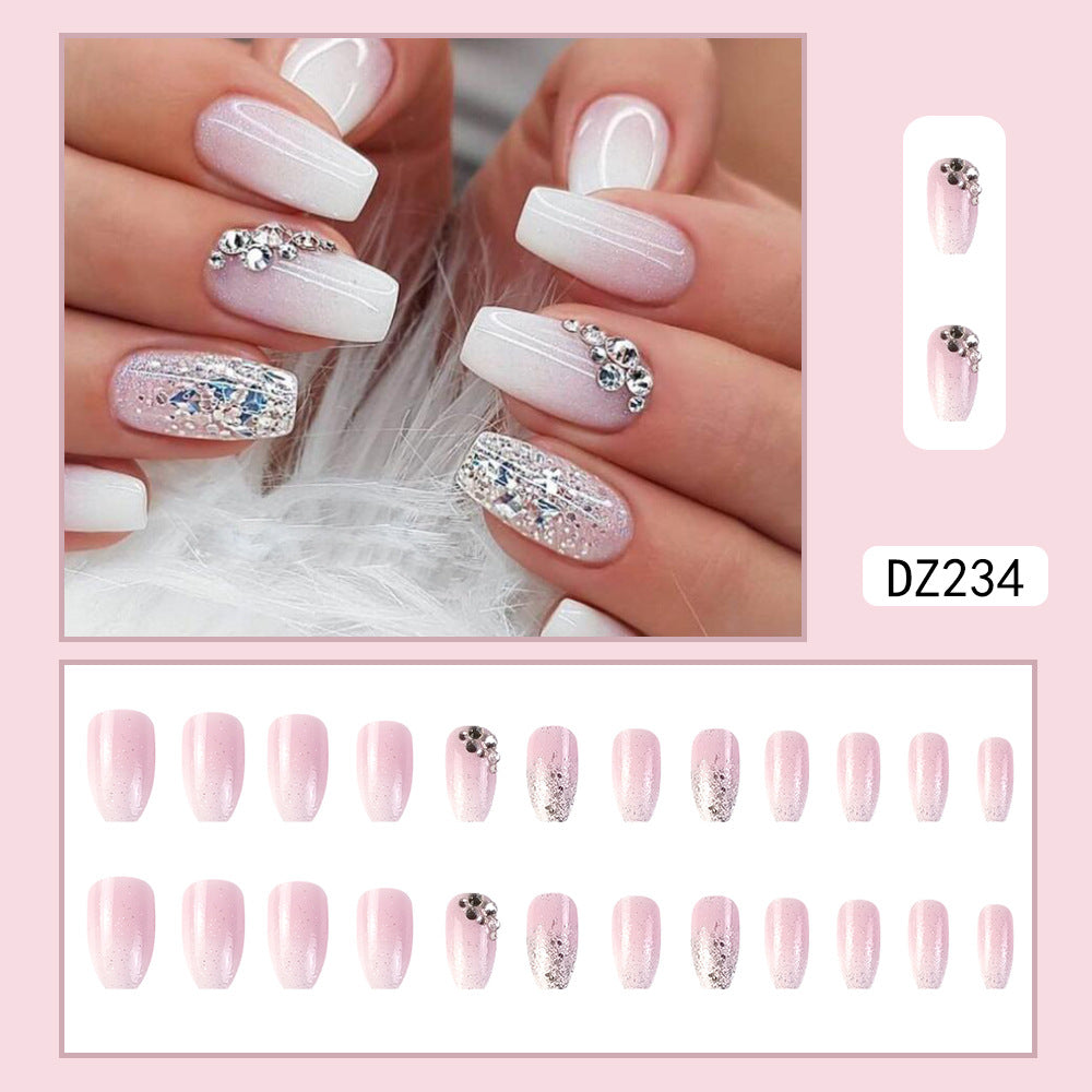 No.F49 Pink Gradient Fingernails Patch 24pcs/Set