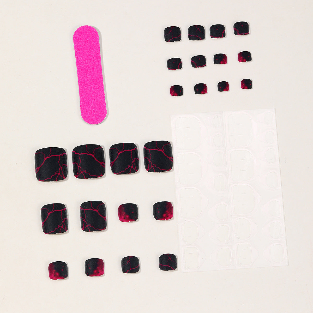 No.729 Black Rose Red Toenails Patch 24pcs/Set