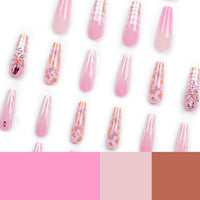 No.F201 Pink Long Fingernails Patch 24pcs/Set