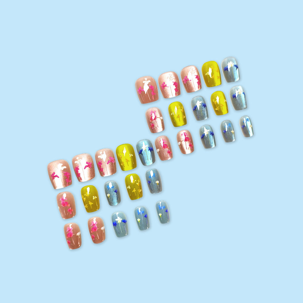 No.F536 Colorful Cat's Eye Fingernails Patch 24pcs/Set