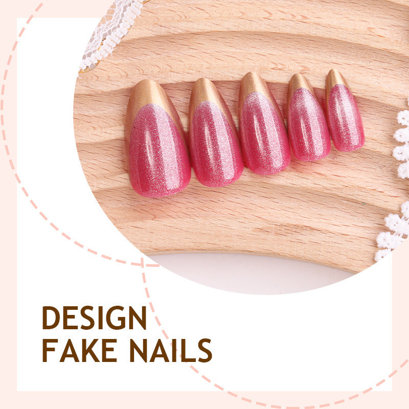 No.F571 Wine Red Cat's Eye Fingernails Patch 24pcs/Set