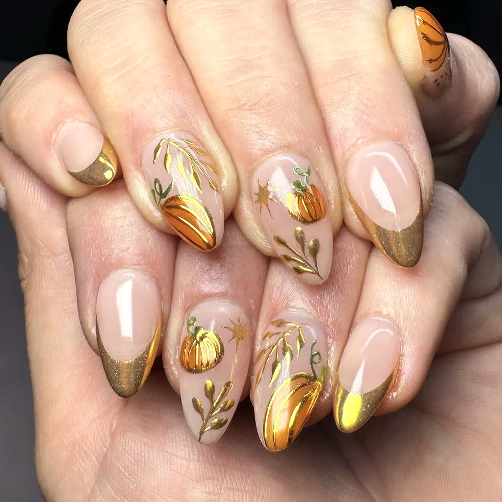 No.AW149 Halloween Pumpkin Fingernails Patch 24pcs/Set