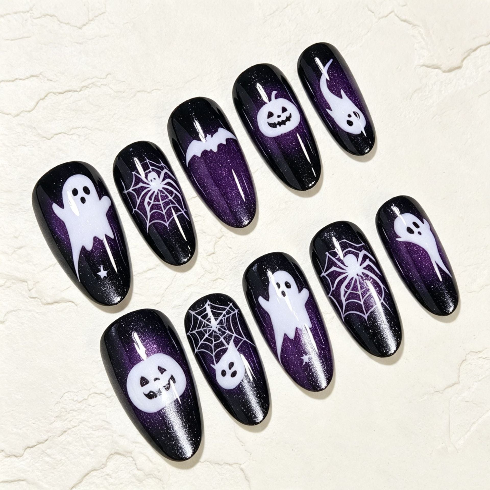 No.AW210 Halloween Purple Cat's Eye Fingernails Patch 24pcs/Set