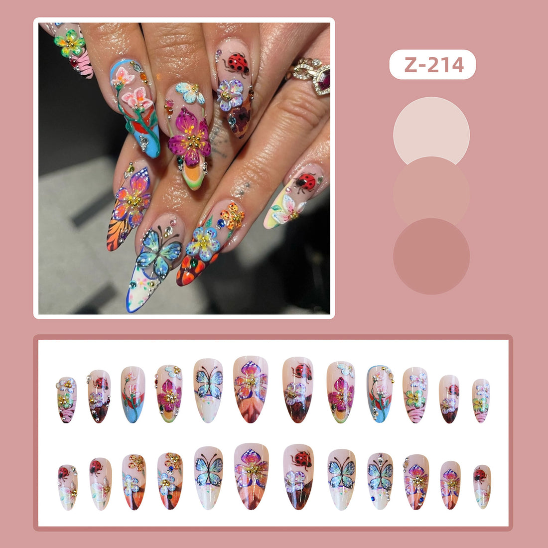 No.F405 Flower Fingernails Patch 24pcs/Set