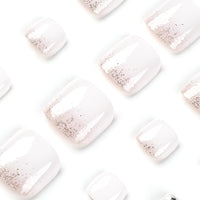 White Wearable Glitter Patch Toenail 24pcs/Set