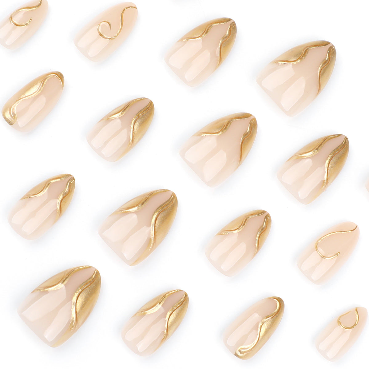 No.F512 3D Gold Irregular Fingernails Patch 24pcs/Set