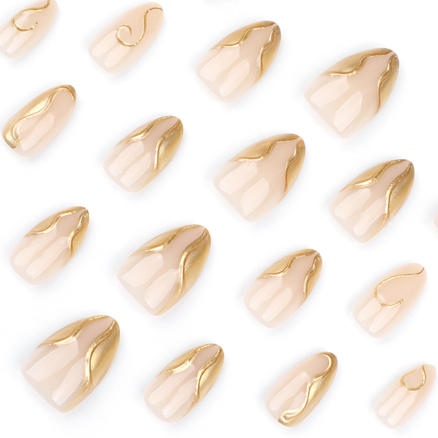 No.F512 3D Gold Irregular Fingernails Patch 24pcs/Set