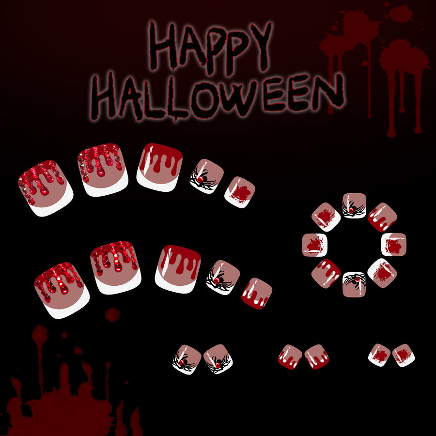 No.AW127 Halloween Dark Red Toenails Patch 24pcs/Set