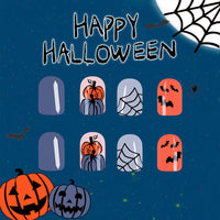 No.AW70 Halloween Multicolor Pumpkin Fingernails Patch 24pcs/Set