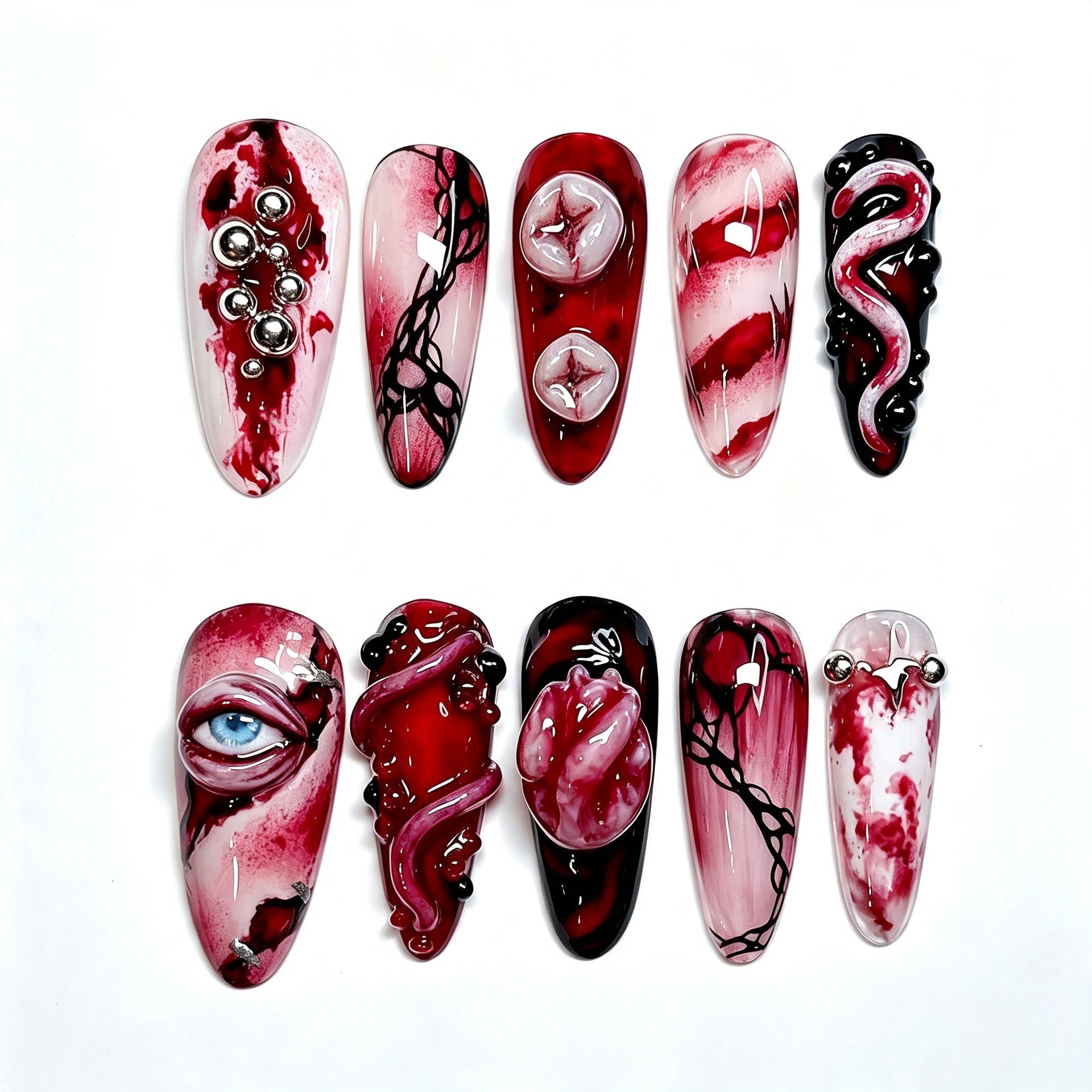 No.AW207 Dark Halloween Fingernails Patch 24pcs/Set