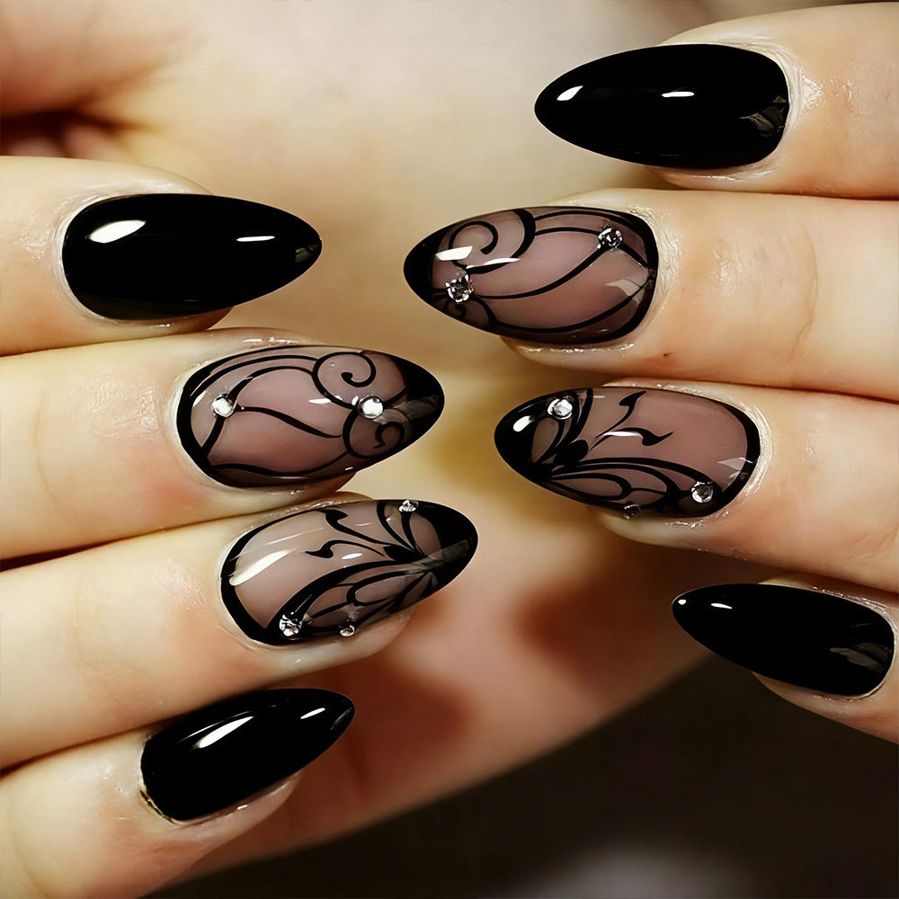 No.F724 Black Fingernails Patch 24pcs/Set
