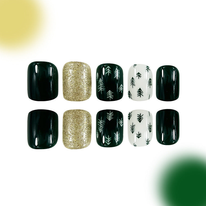 No.CM41 Christmas Green Fingernails Patch 24pcs/Set