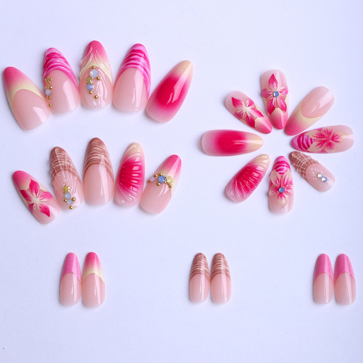 No.F500 Colorful Flowers Fingernails Patch 24pcs/Set