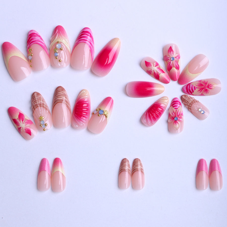 No.F500 Colorful Flowers Fingernails Patch 24pcs/Set