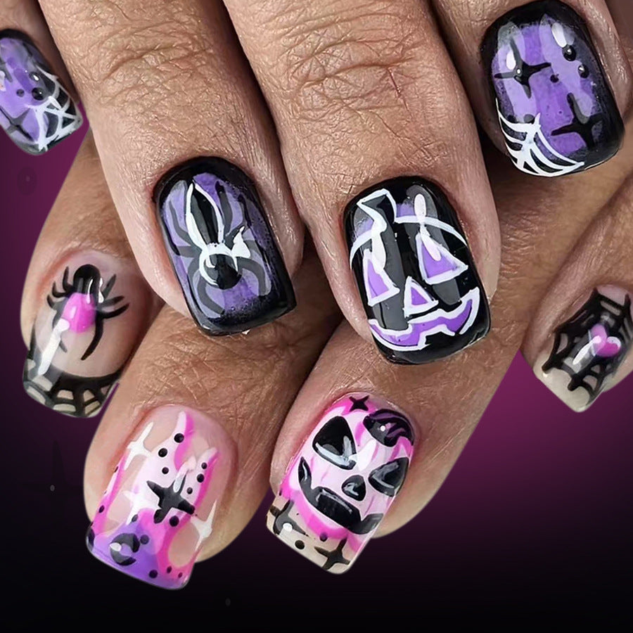 No.AW143 Halloween Purple Spider Fingernails Patch 24pcs/Set