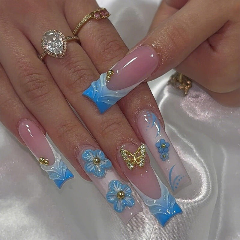 No.F599 Blue Fashion Fingernails Patch 24pcs/Set