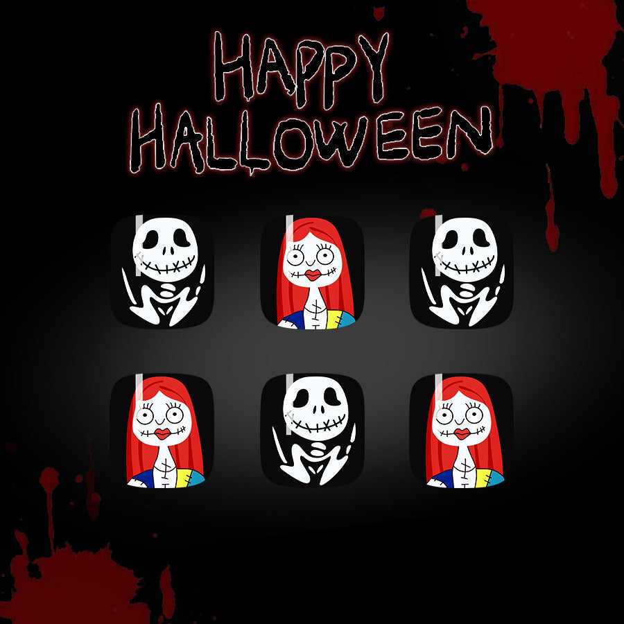No.AW126 Halloween Black Ghost Face Toenails Patch 24pcs/Set