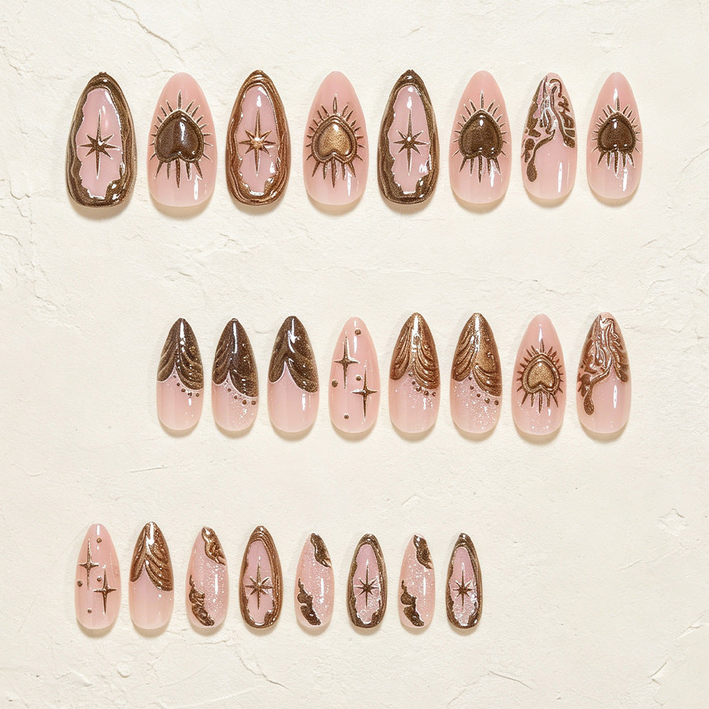 No.F752 Gilded Heart Fingernails Patch 24pcs/Set