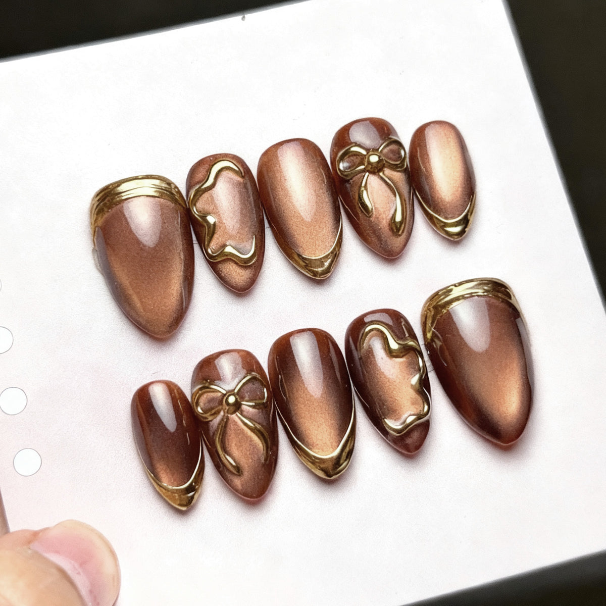 No.F844 Brown Cat's Eye Fingernails Patch 24pcs/Set
